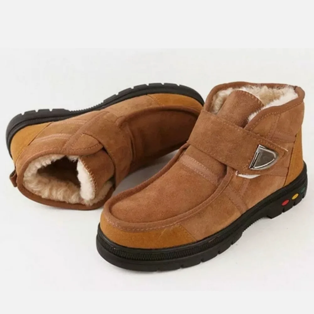 Faux Shearling Boots w/Velcro Close & Lug Sole Size 8